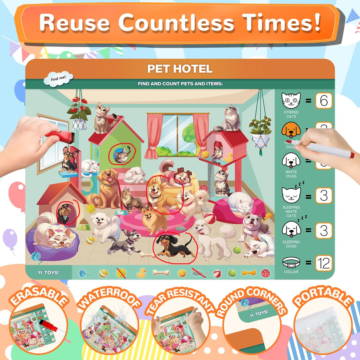 Authentic imported travel activities set for kids illustrating compact storage and travel friendly packaging.