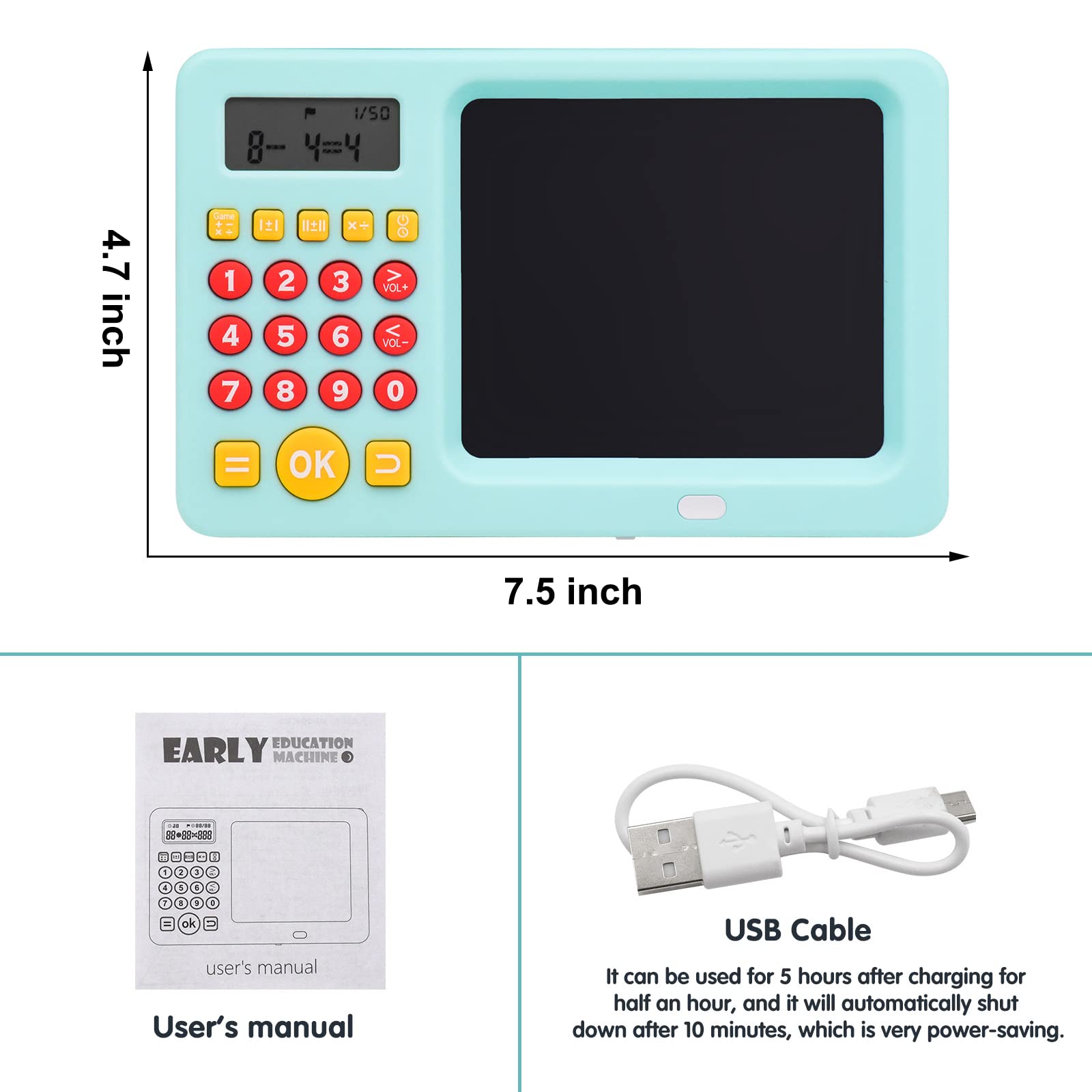Mannequin oral arithmetic training machine detailing the durable blue ABS plastic construction and layout.