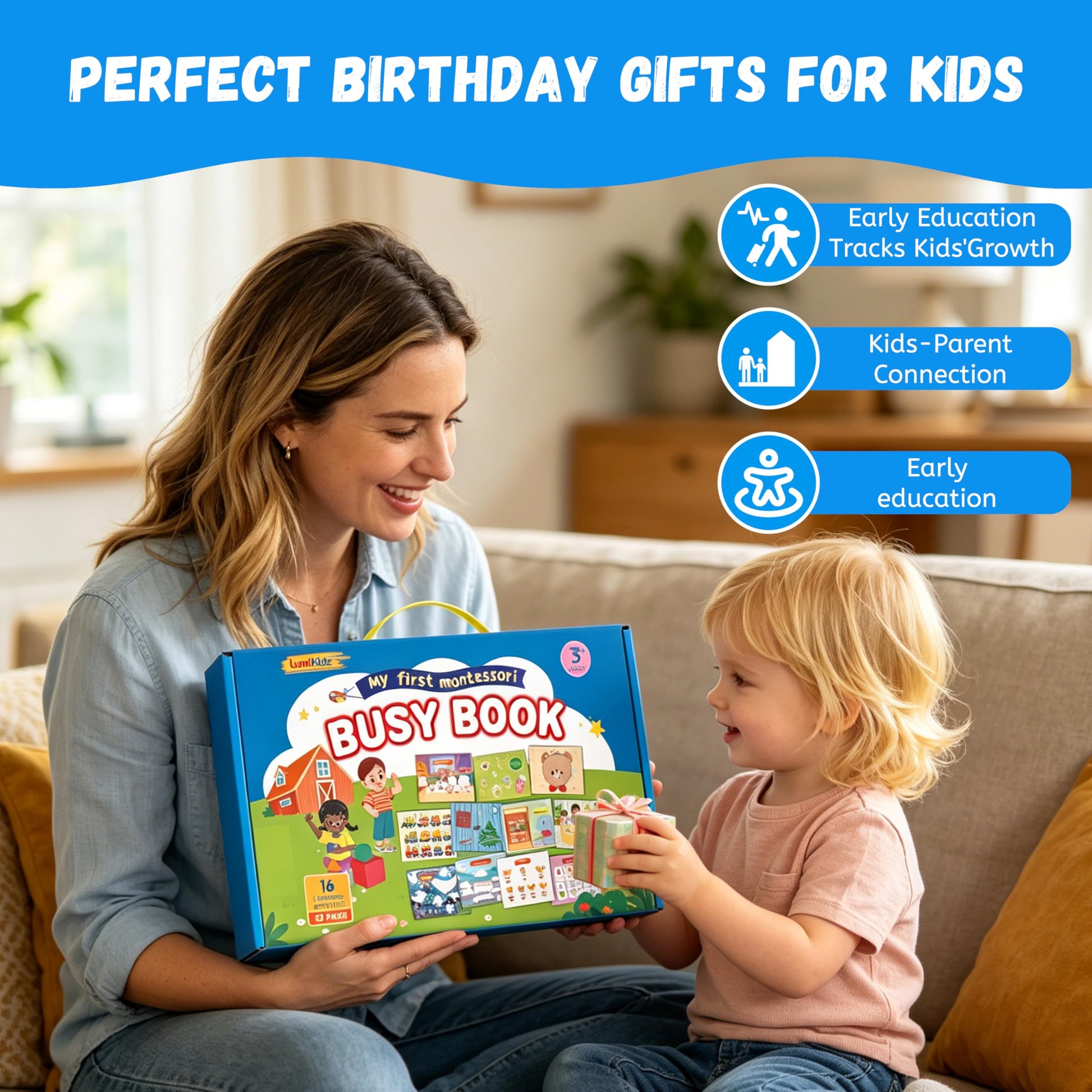 Complete layout of the sixteen learning themes included in the Lumikidz Montessori interactive activity book.