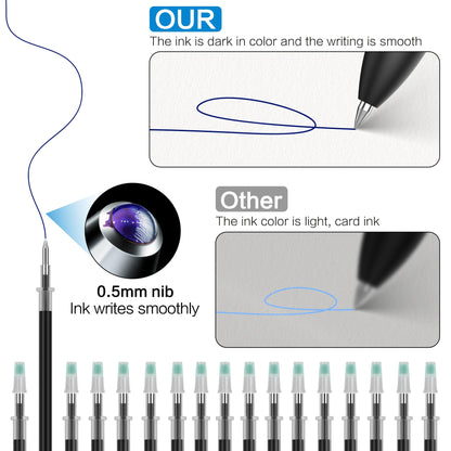 Close up view of the black disappearing ink gel refills for children learning how to write.