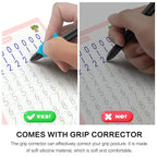 Demonstration of the magic pen writing in a grooved copybook showing lines that fade over time.