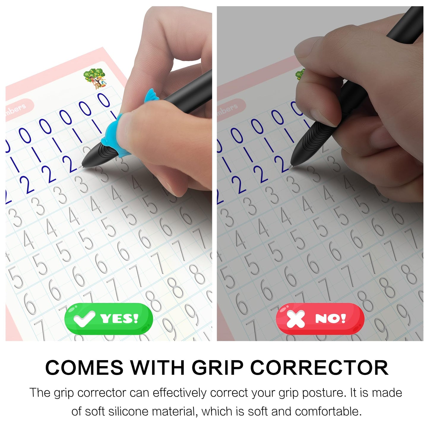 Demonstration of the magic pen writing in a grooved copybook showing lines that fade over time.