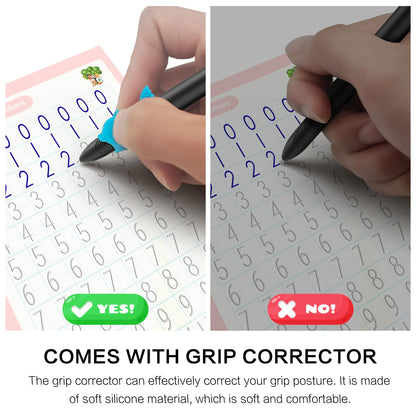 Demonstration of the magic pen writing in a grooved copybook showing lines that fade over time.