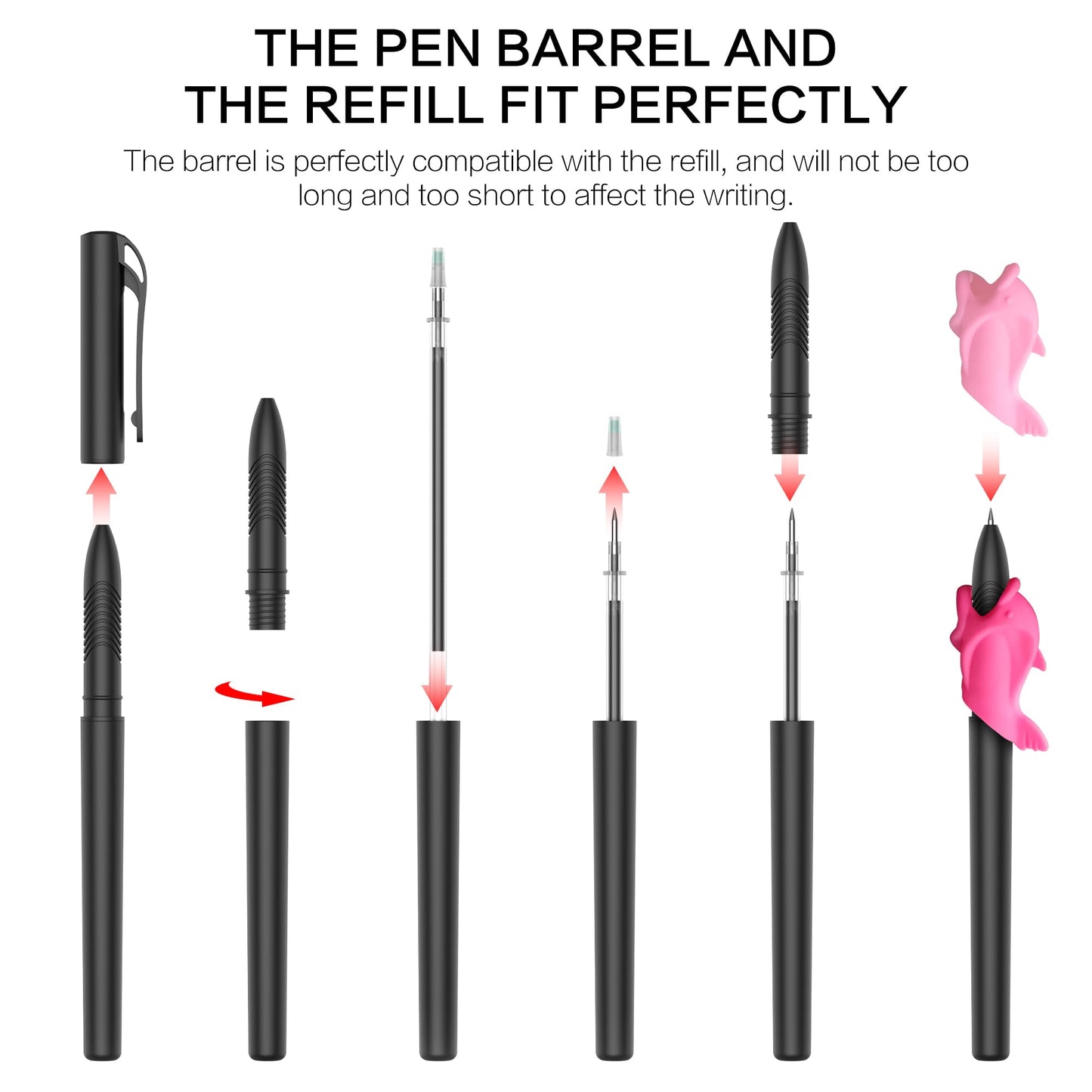 A child using the dolphin grip tool attached to the disappearing ink pen for tracing practice.