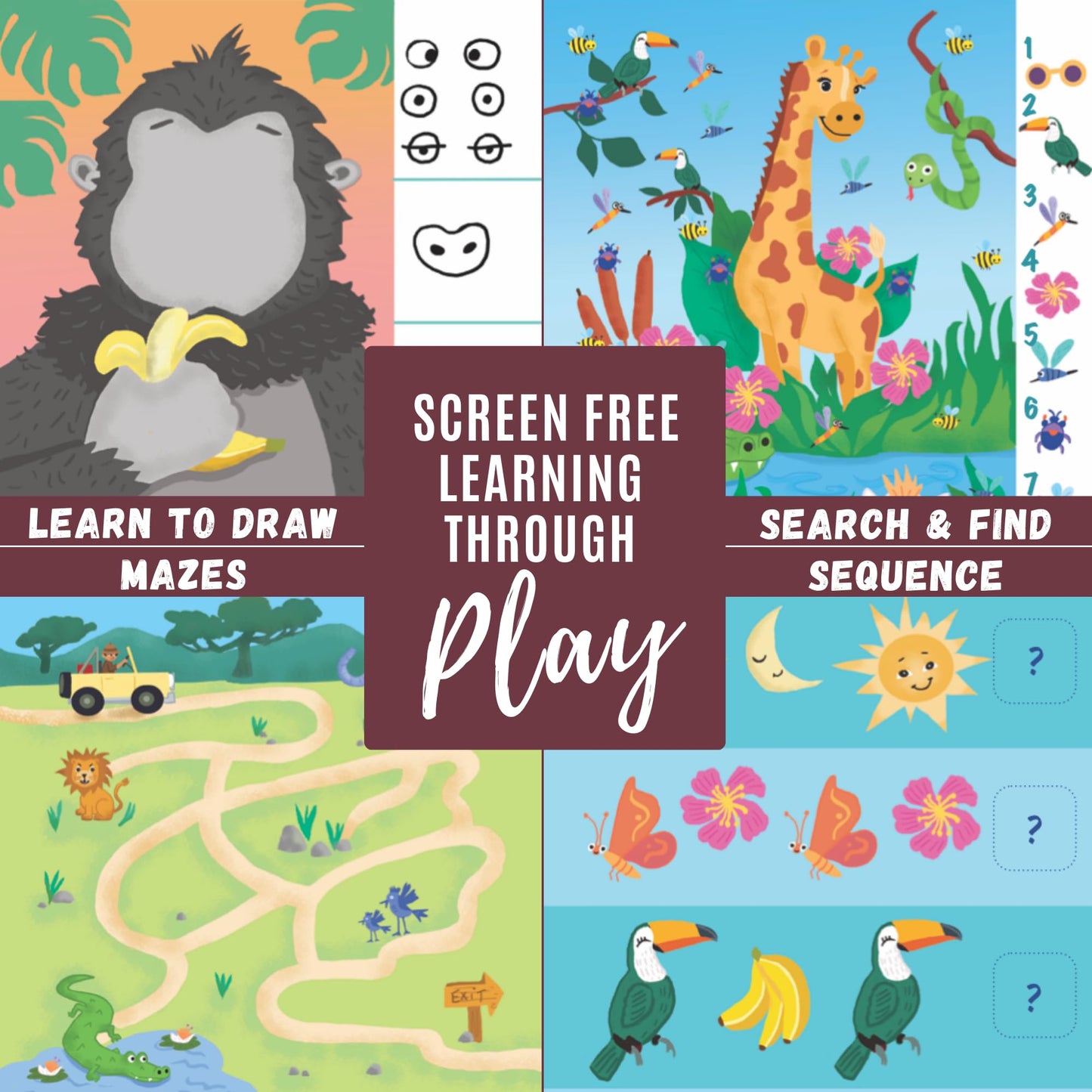 Totebook independent play kit highlighting the wipe-clean protective coating on puzzle pages.