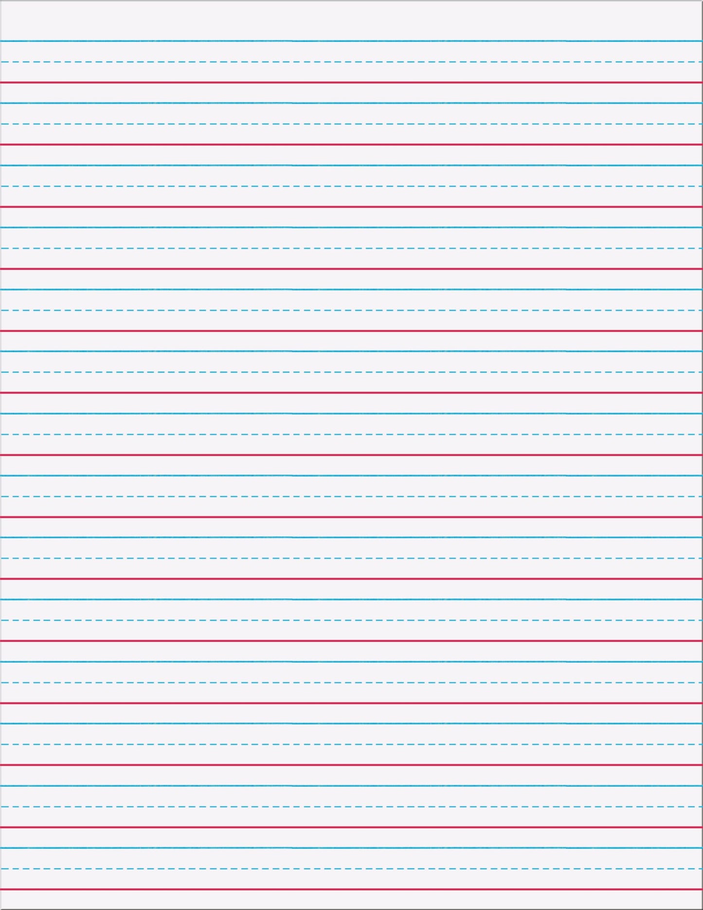Close up view of the embossed lines on the pacon specialized paper pad demonstrating the tactile handwriting guides