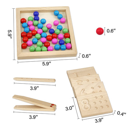 Preschool child practicing hand eye coordination with educational counting game