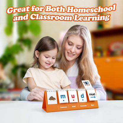 Double sided preschool educational flashcards showing letter substitution features