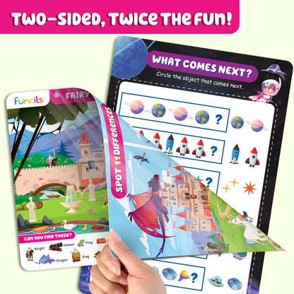 Funcils travel-friendly educational mats being used for fine motor skill development.