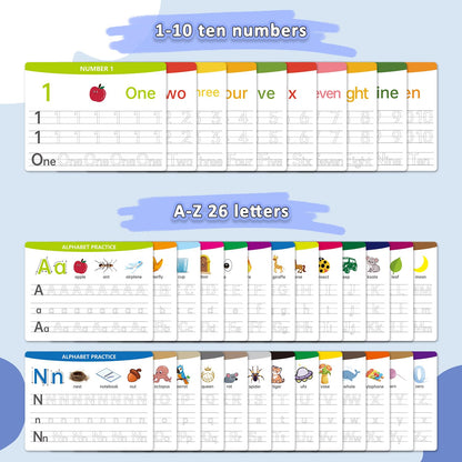 WEIZHEN reusable handwriting practice cards showcasing double sided educational sheets for toddlers