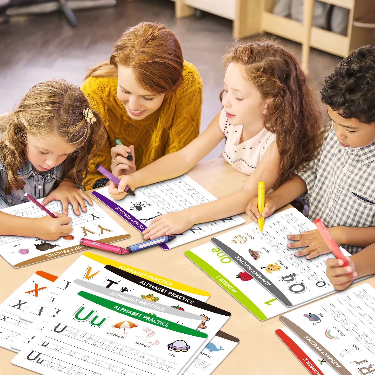 WEIZHEN preschool educational tool kit showing stain free erasing capability after handwriting practice