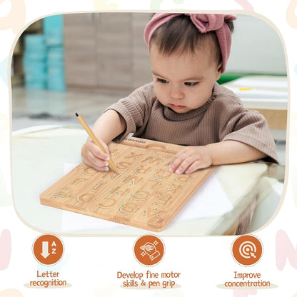 Asweets Montessori educational toy with built in storage slot for the tracing pencil