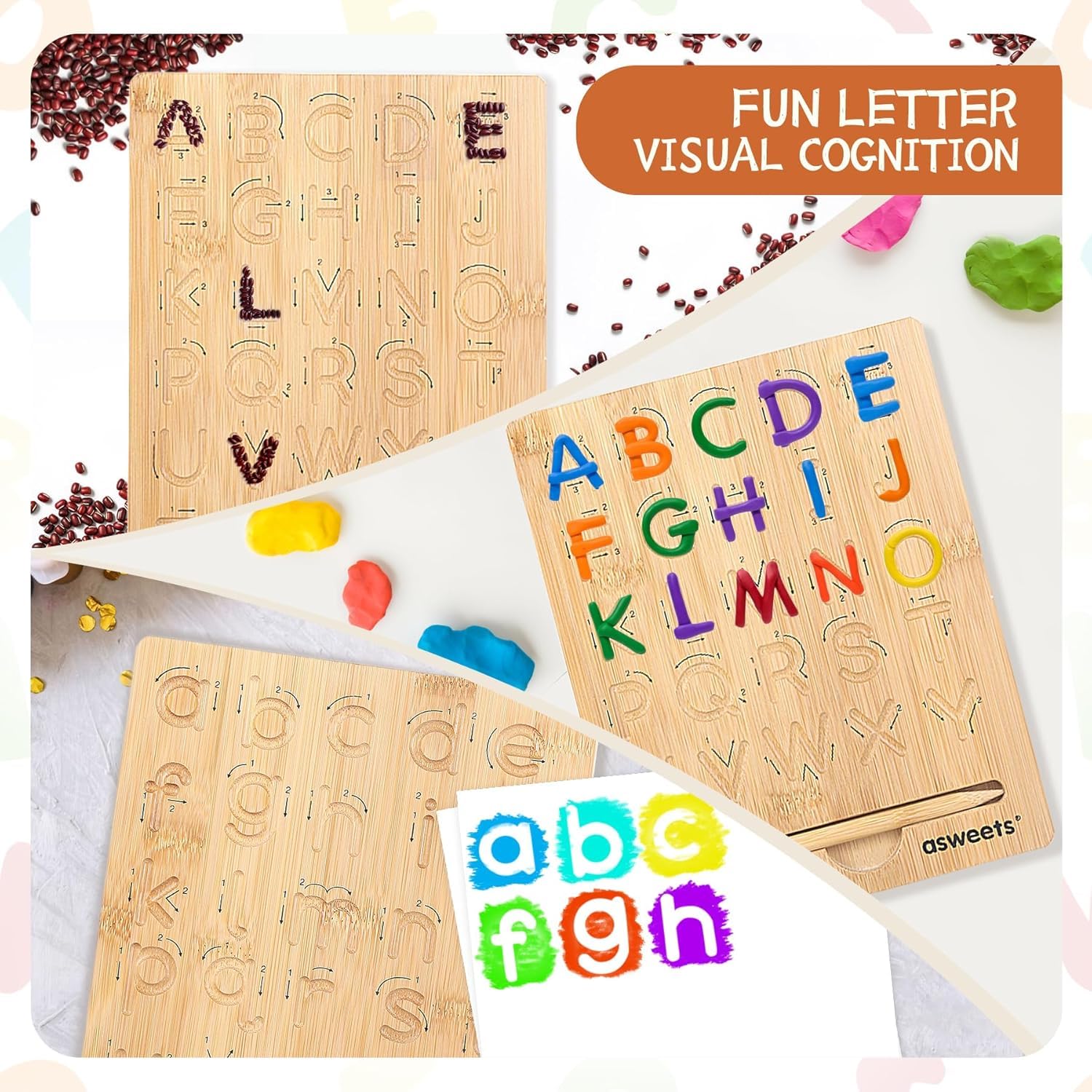 Portable nine by seven inch Asweets bamboo tracing board being used for travel learning