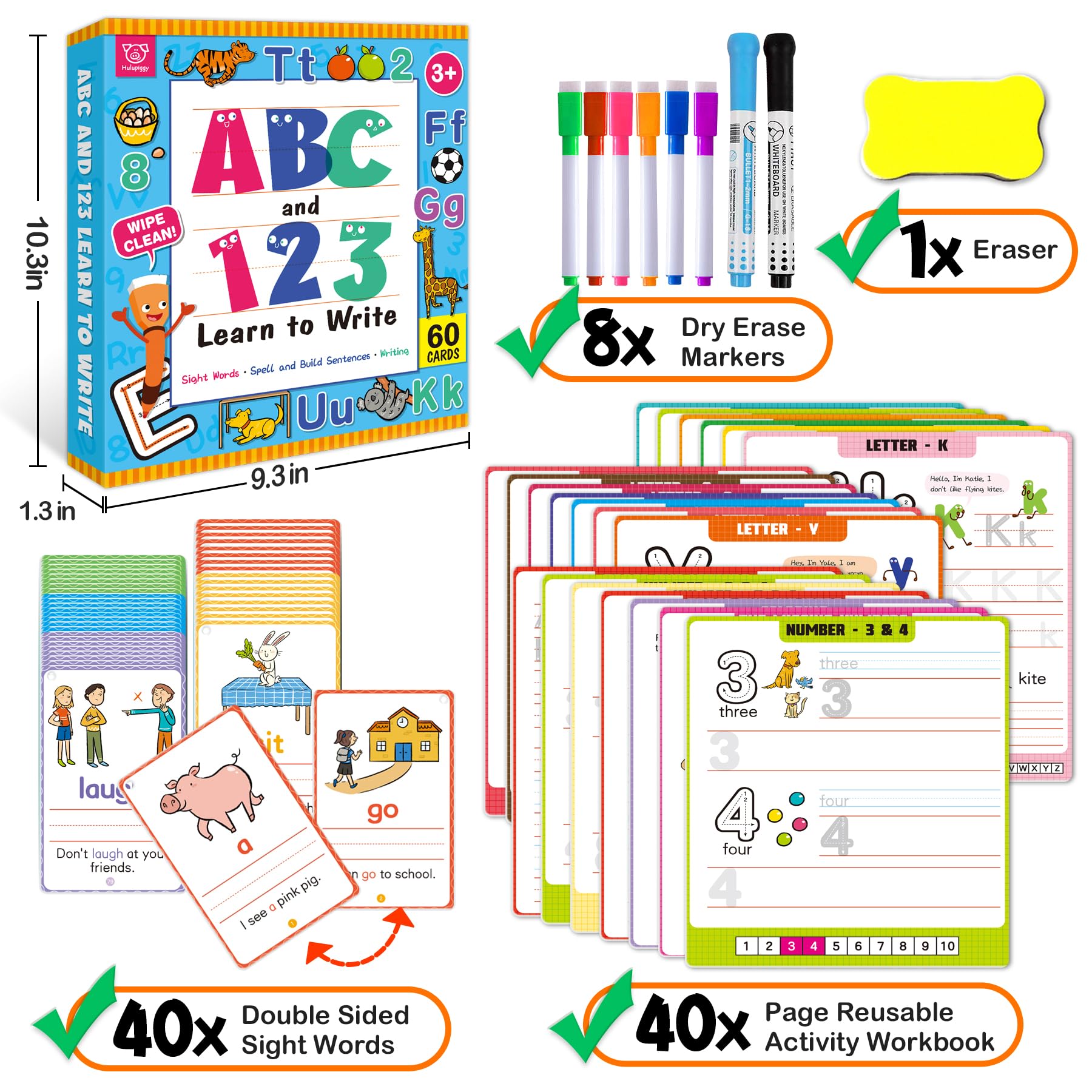 Hulupiggy educational handwriting toy set packaged and ready for home schooling and travel use.