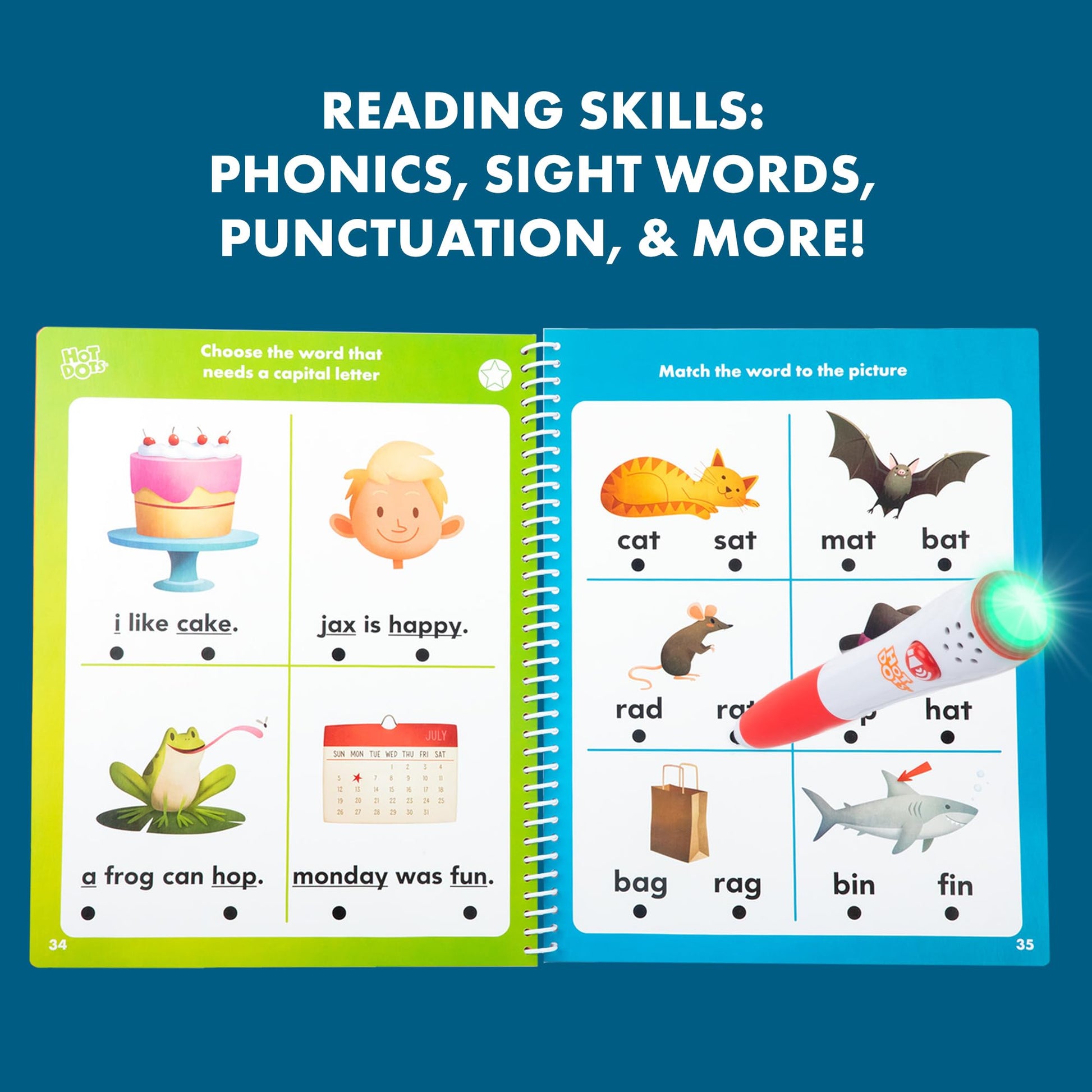 Educational Insights preschool and kindergarten homeschool kit contents including the independent learning workbook and audio pen.