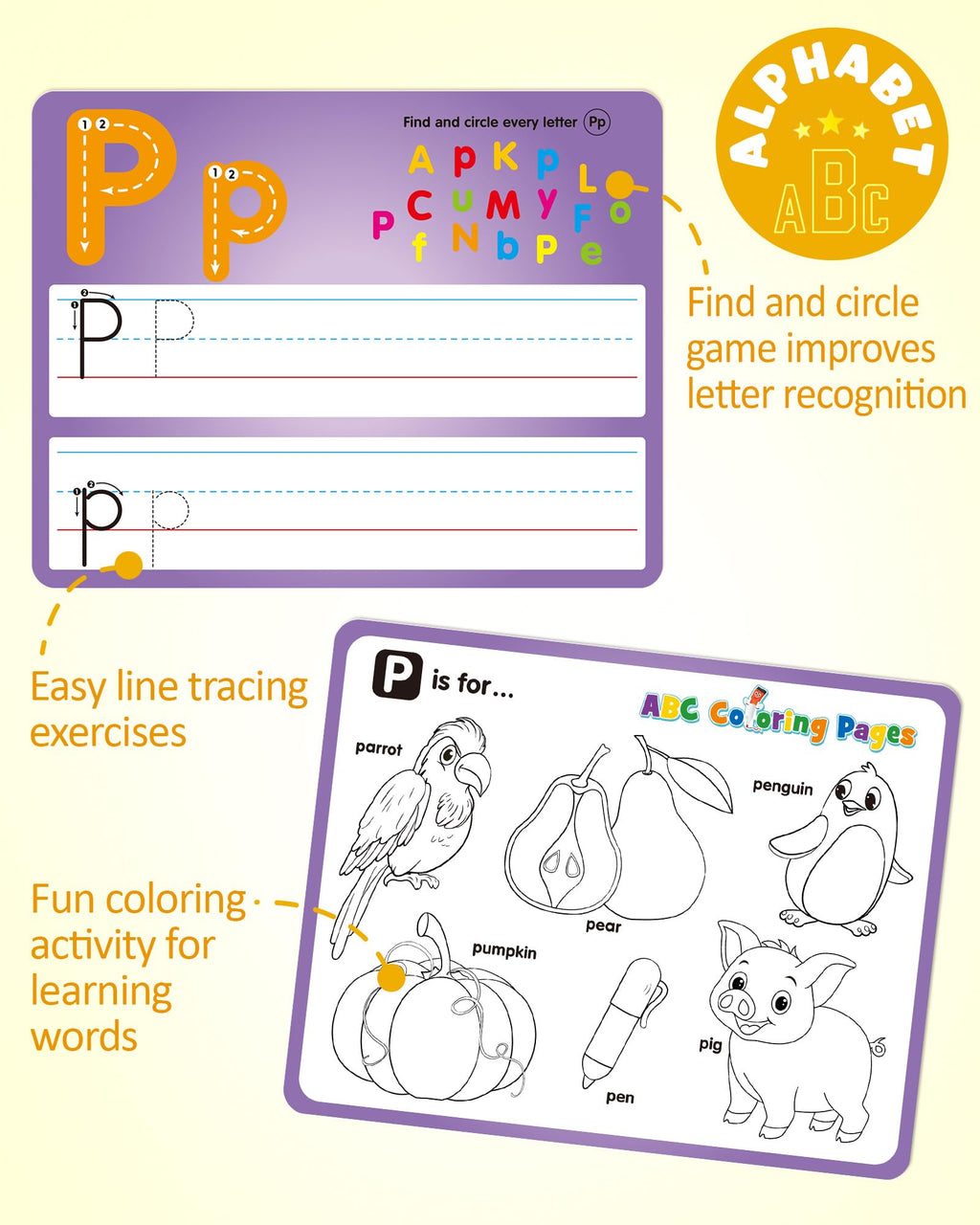 Montessori learning toy with colored dry erase pens and metal storage rings