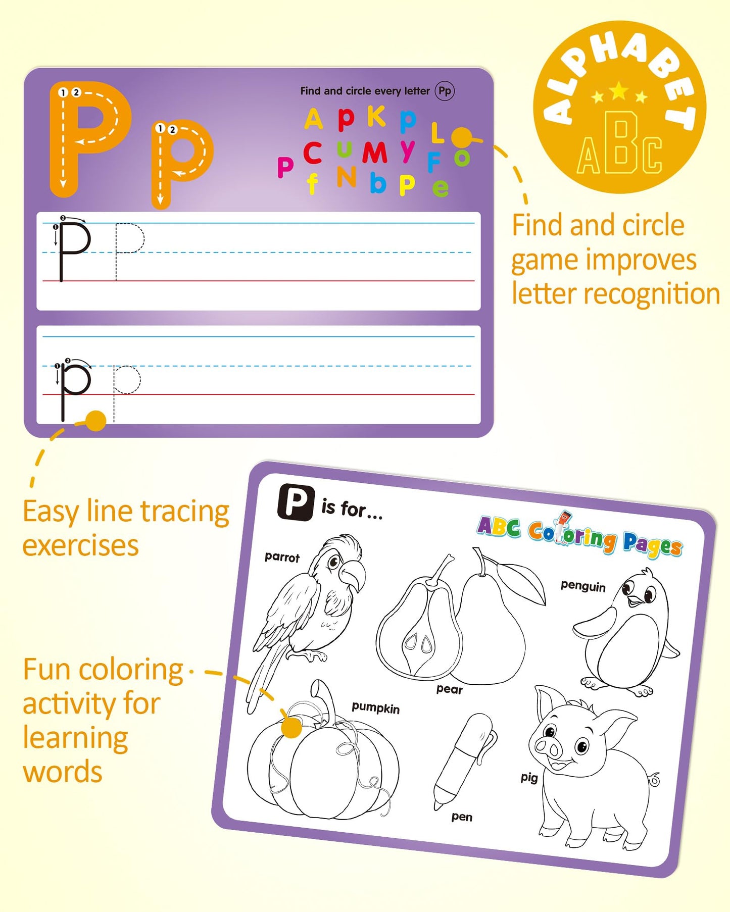 Montessori learning toy with colored dry erase pens and metal storage rings