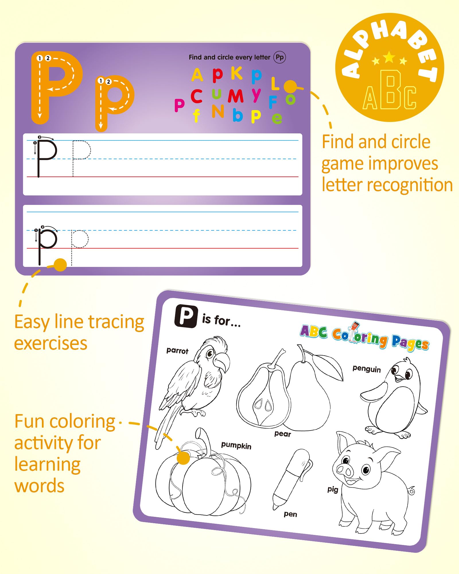 Montessori learning toy with colored dry erase pens and metal storage rings