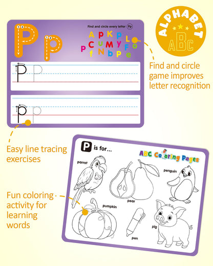 Montessori learning toy with colored dry erase pens and metal storage rings