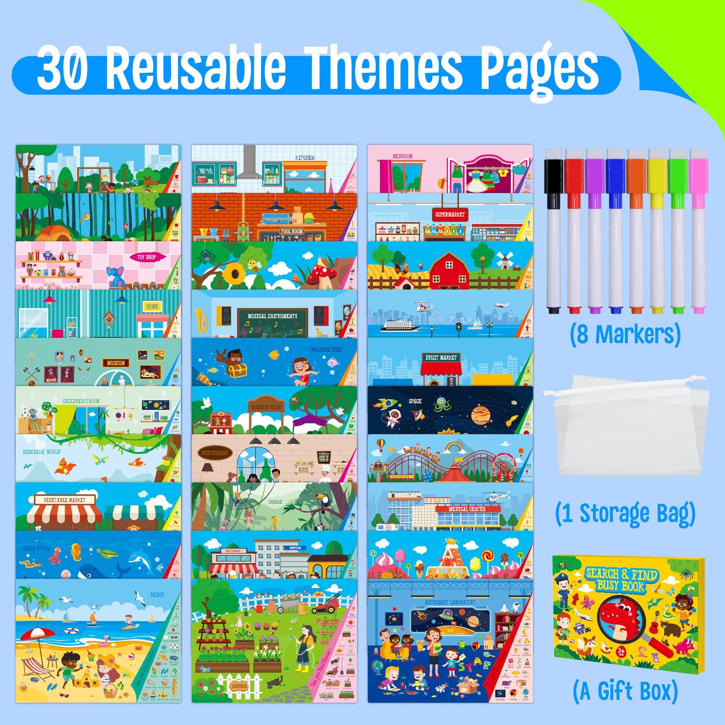 SpriteGru Montessori learning toy open page demonstrating the vibrant ocean theme puzzle.