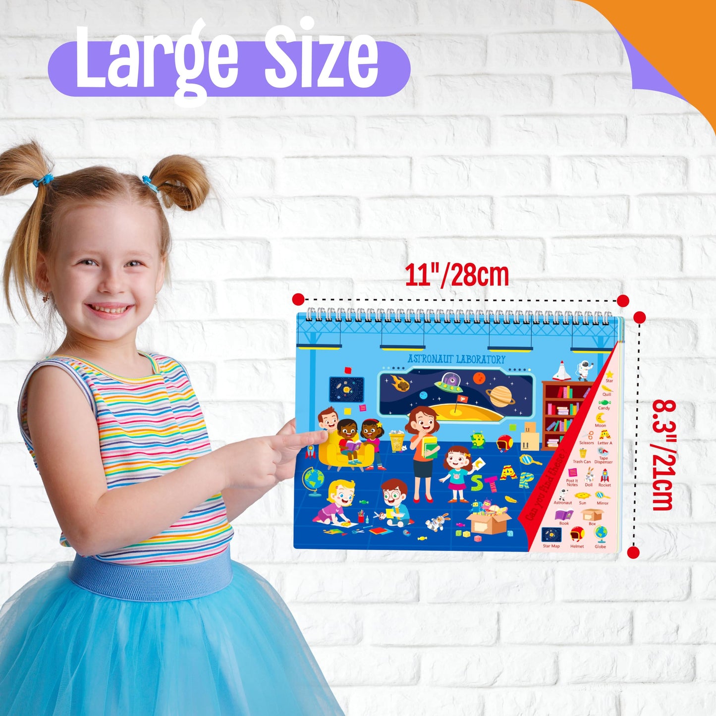 Close up view of the premium waterproof wipe clean pages of the SpriteGru sensory toy.