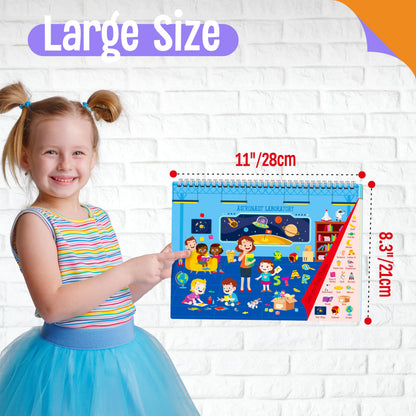 Close up view of the premium waterproof wipe clean pages of the SpriteGru sensory toy.