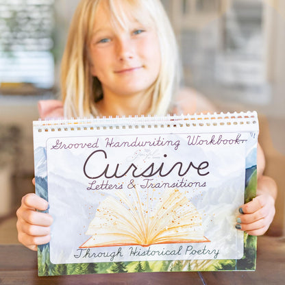 Graceful By Design cursive practice kit displaying the two books, magic pens, and ink refills.