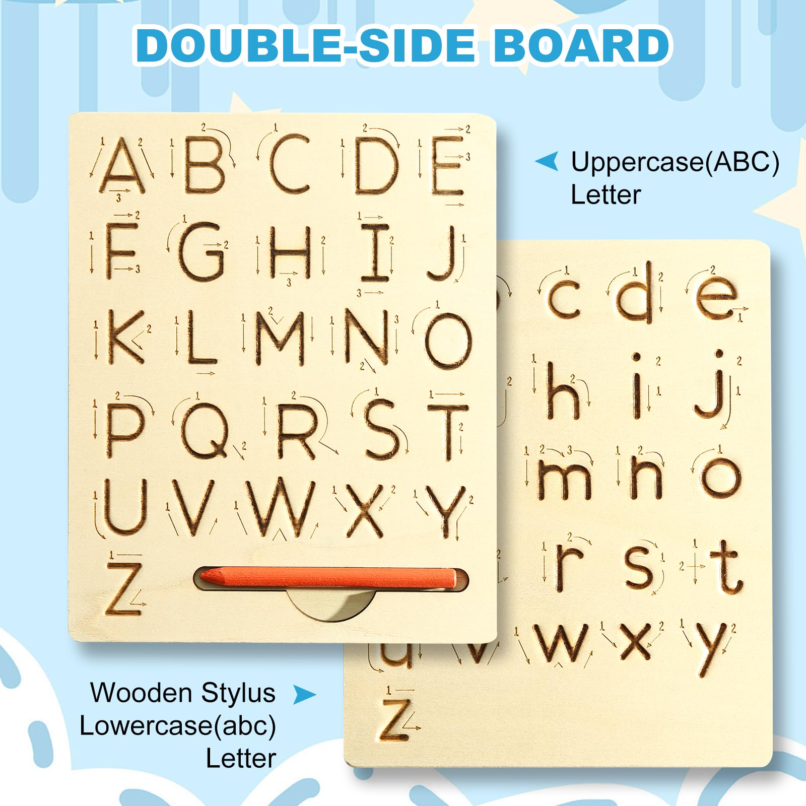 Hzsshb double sided alphabet tracing board reverse side featuring lowercase letters for toddlers