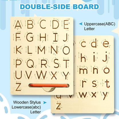 Hzsshb double sided alphabet tracing board reverse side featuring lowercase letters for toddlers