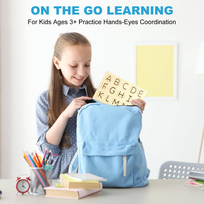 Hzsshb Montessori inspired learning toy packaging with complete uppercase and lowercase tracking surfaces