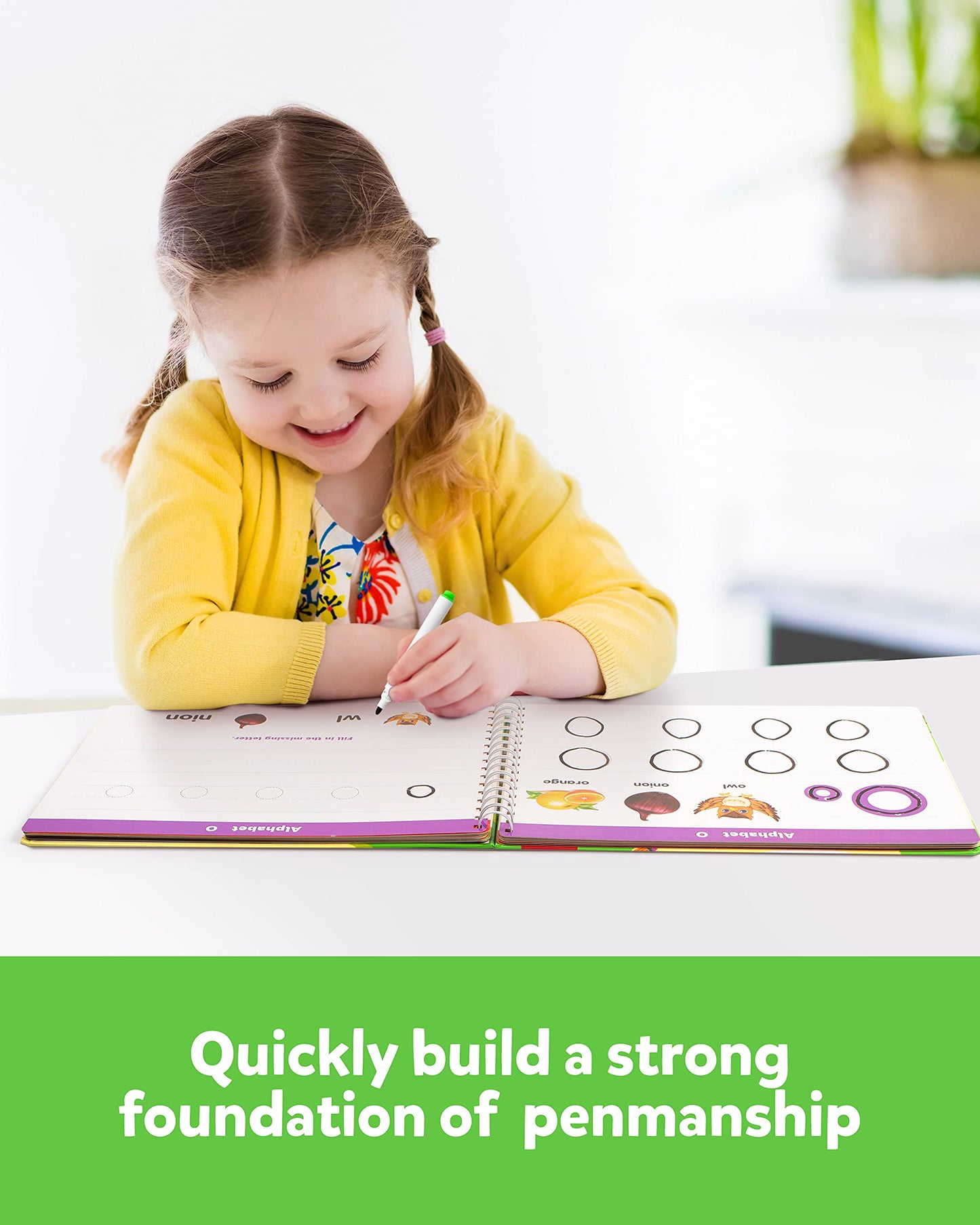 Laminated ABC sight words preschool workbook with portable drawstring bag