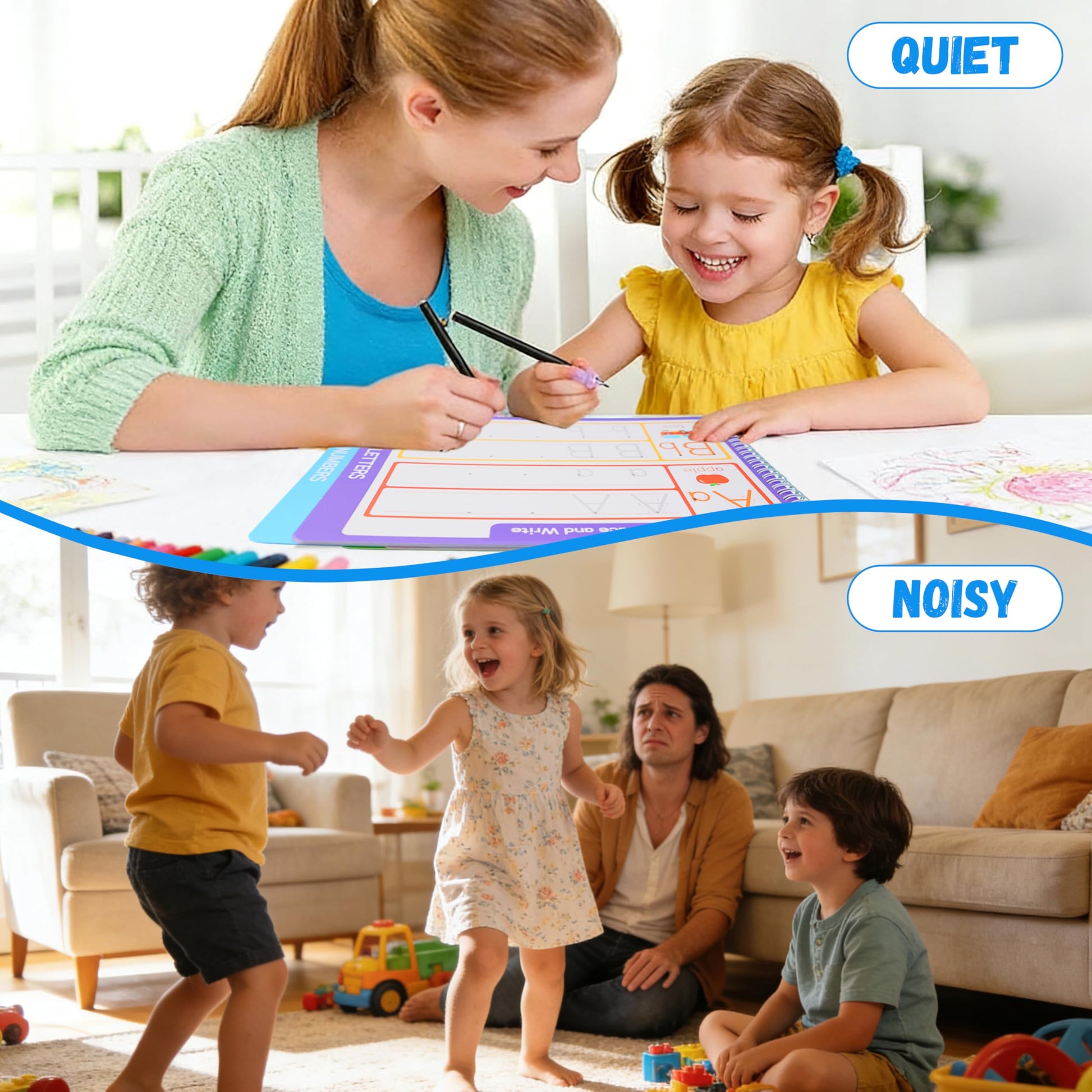 Complete contents of the Lumikidz preschool learning activities set including the thirty seven page busy book and accessories.