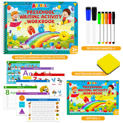 ABERLLS toddler tracing workbook open page showcasing letter M alphabet practice lines