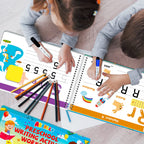 ABERLLS reuseable preschool educational activity book with dry erase markers and erasers