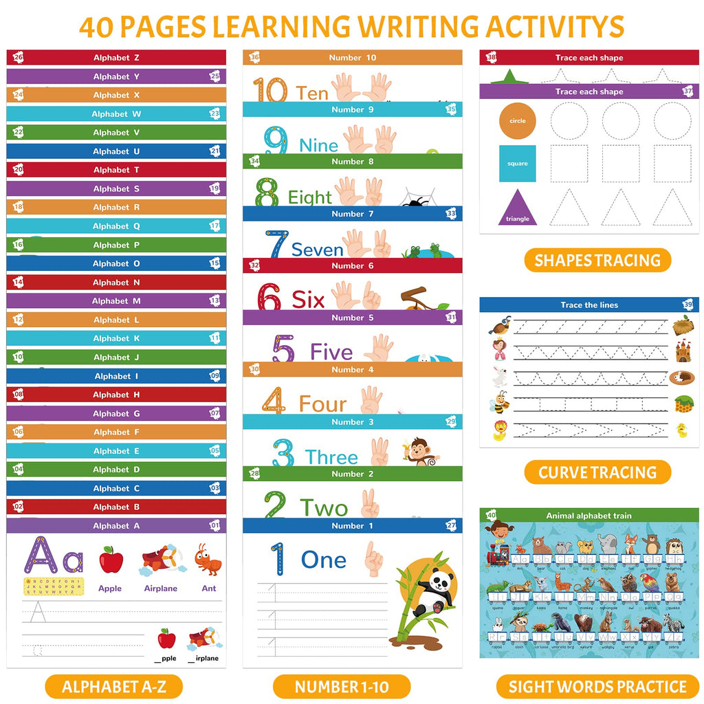 ABERLLS kindergarten handwriting workbook spiral binding detail and tear resistant pages