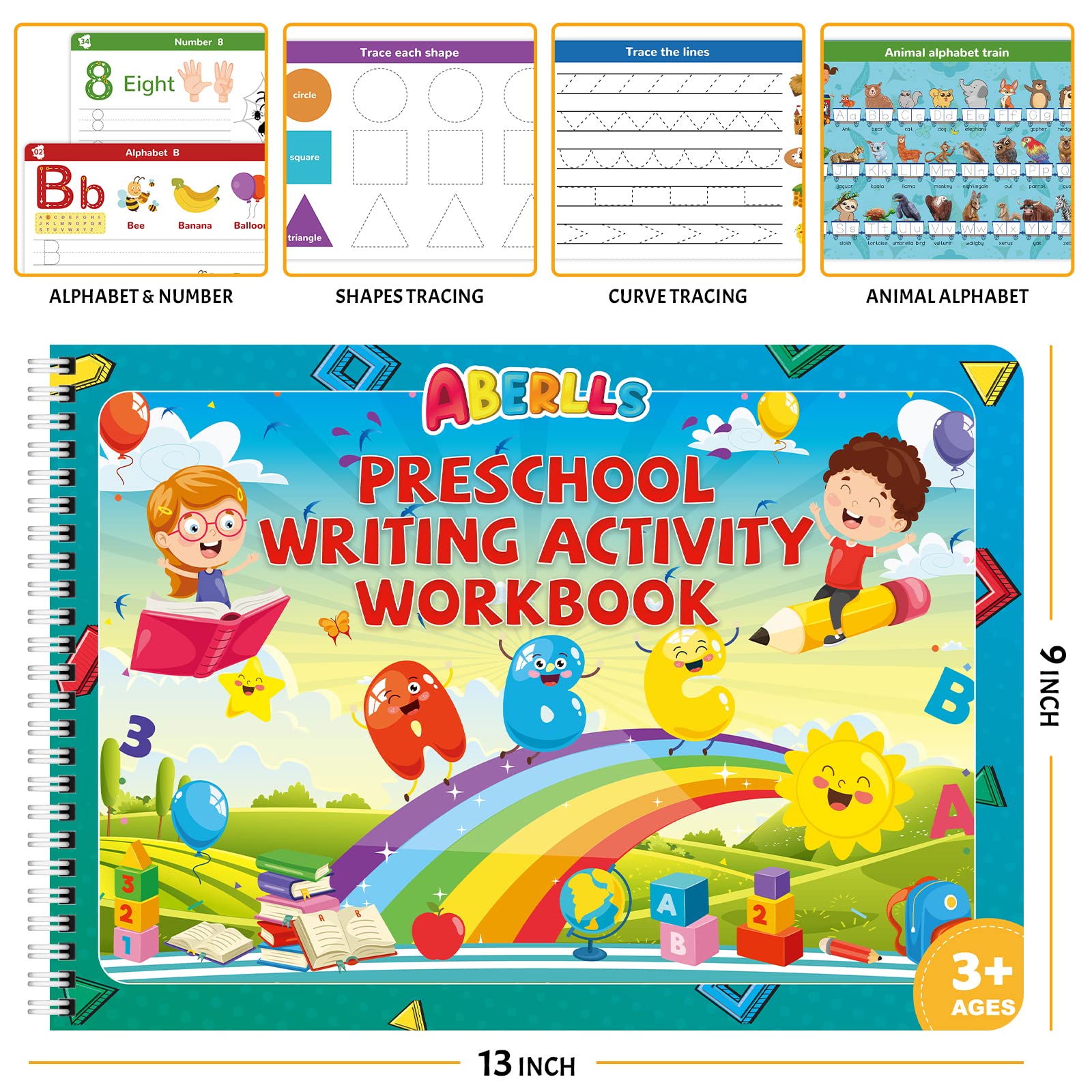 ABERLLS reusable magic tracing book showing close up of thick markers for toddlers