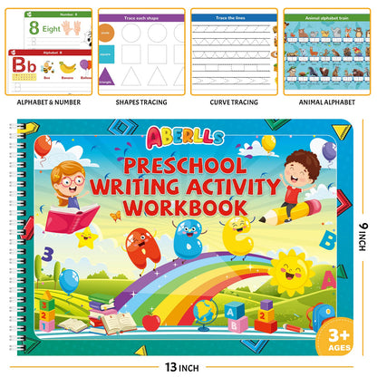 ABERLLS reusable magic tracing book showing close up of thick markers for toddlers