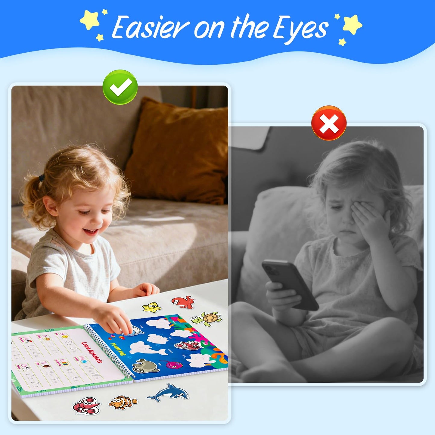 Websonaw preschool workbook travel friendly sensory toy setup inside a car interior