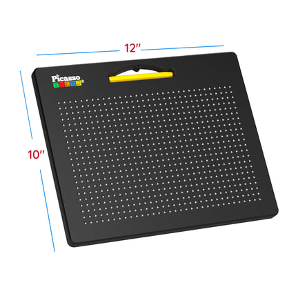 PicassoTiles magnetic bead tablet pad reverse side showing the freestyle creative drawing canvas with raised metal beads