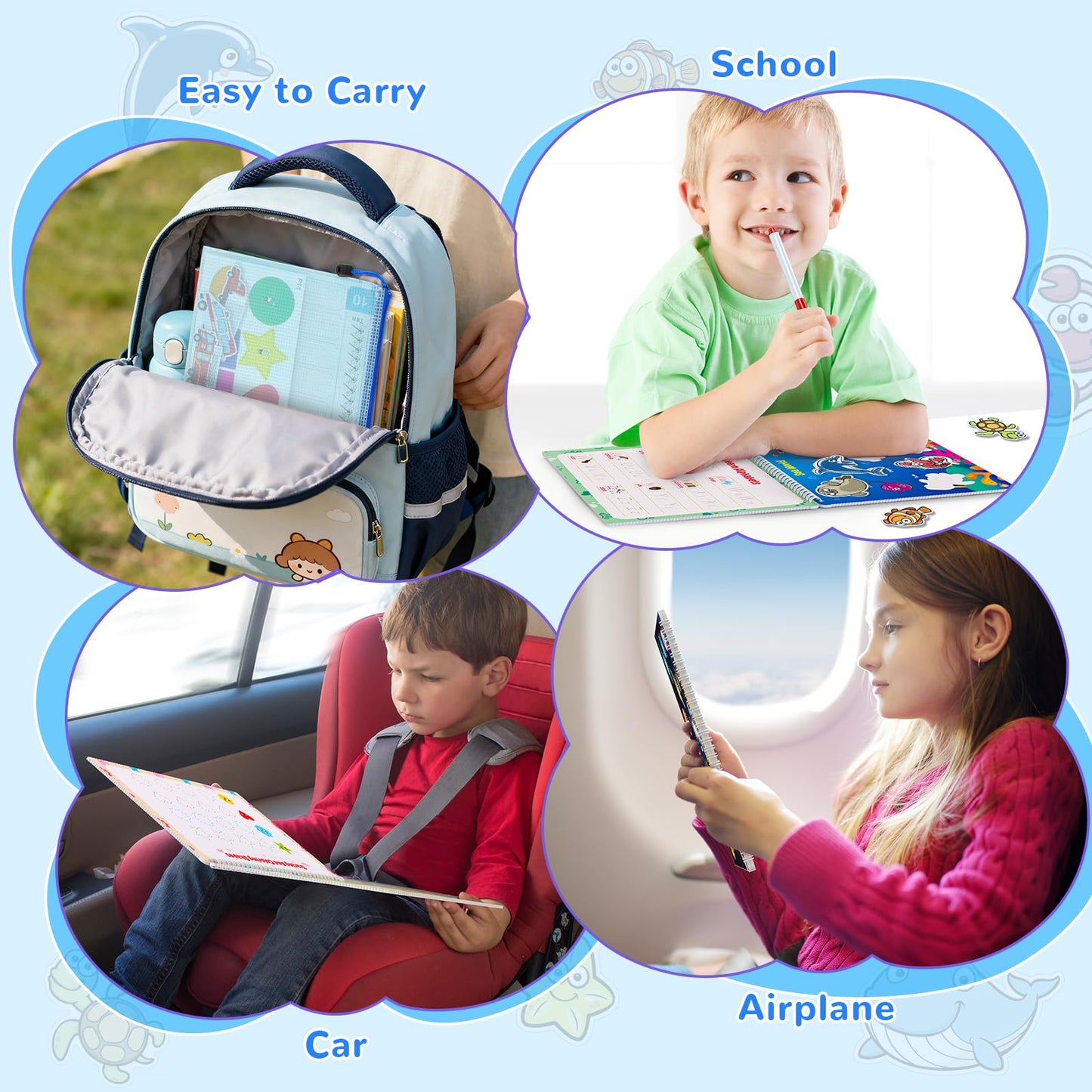 Websonaw early development learning binder showcasing the alphabet and phonics tracing layouts
