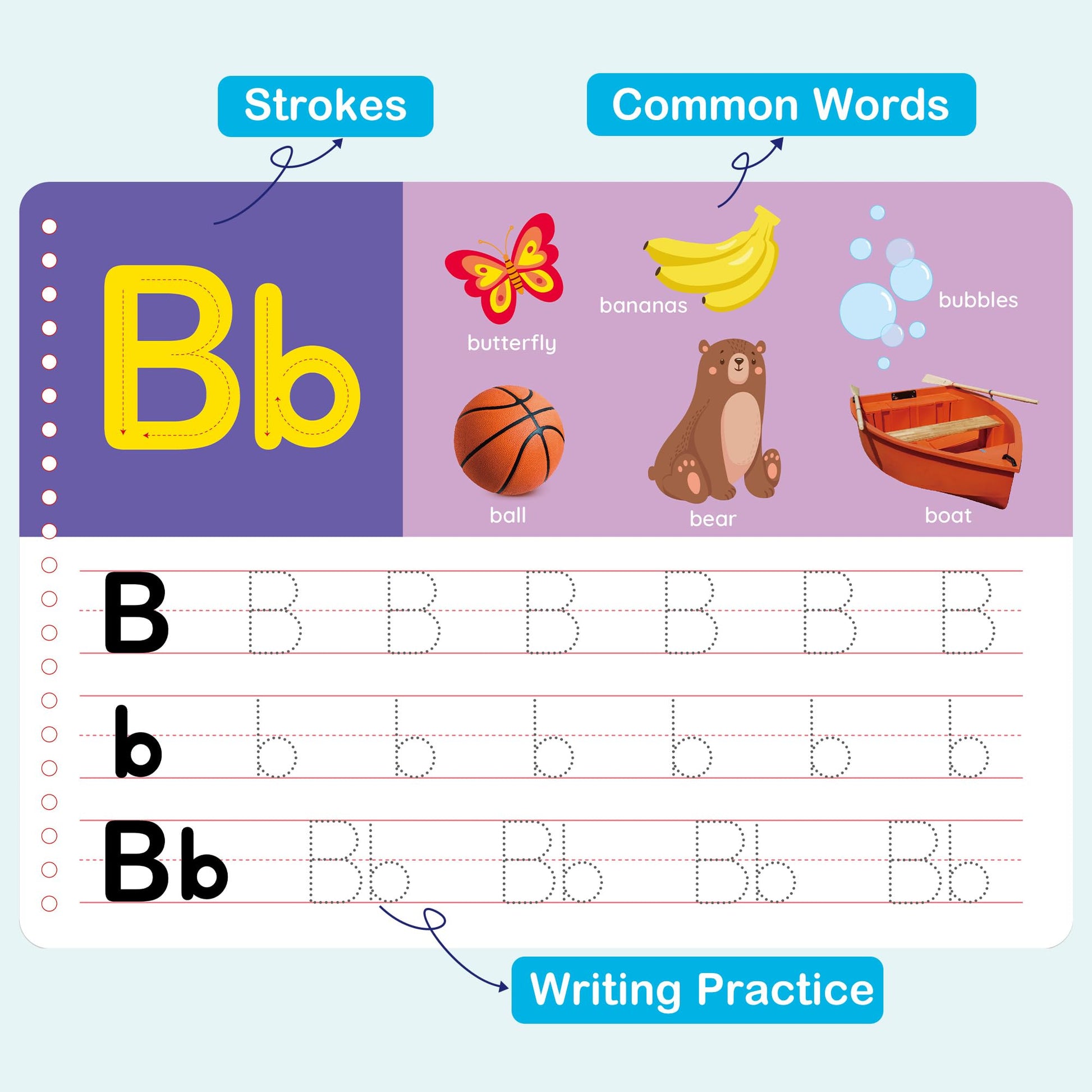 BenBen kindergarten busy book showing eight colorful markers and cleaning cloth.