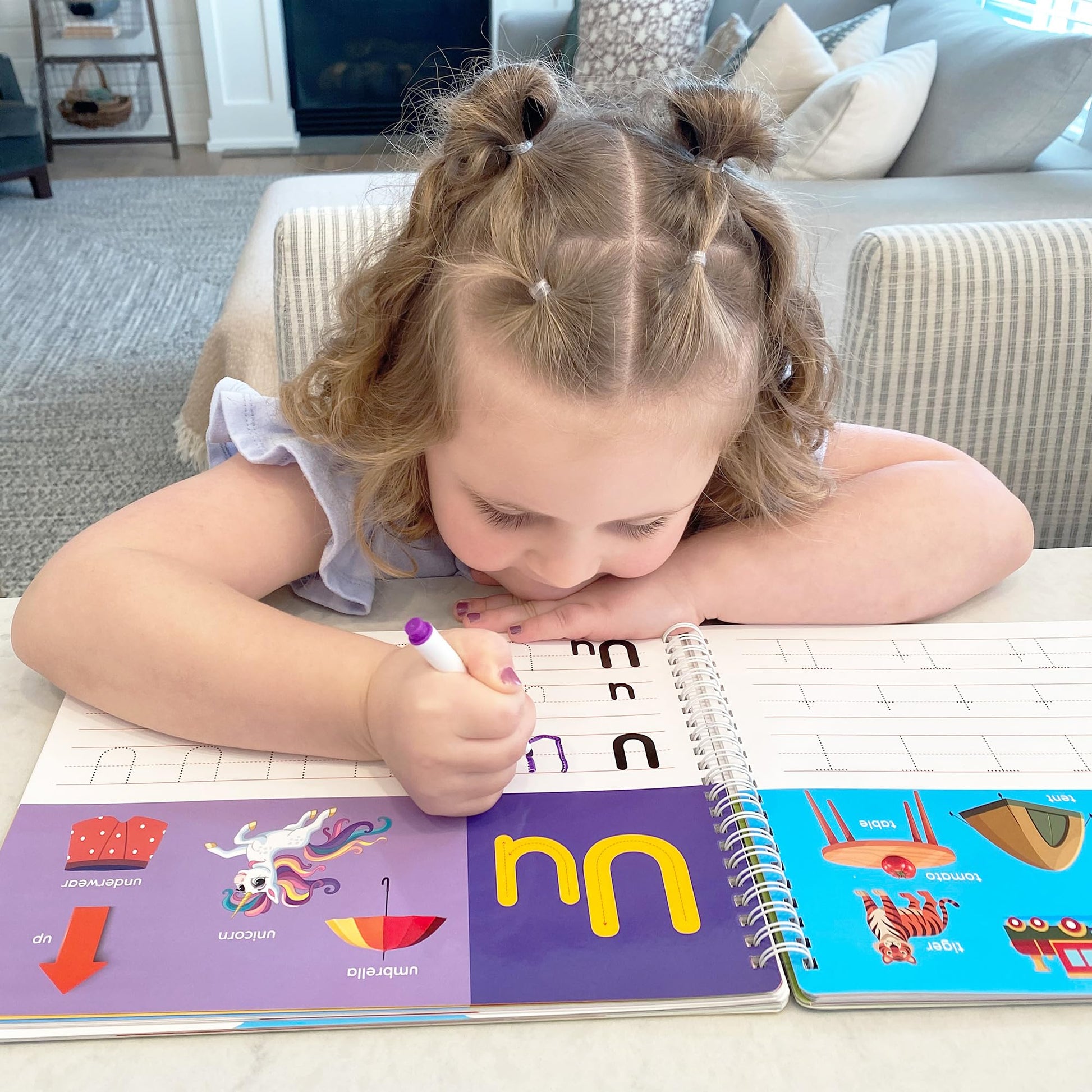 BenBen fifty-two page preschool activity set detailing letter matching and sorting games.