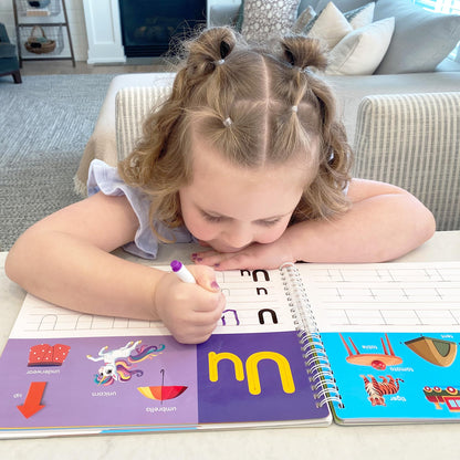 BenBen fifty-two page preschool activity set detailing letter matching and sorting games.