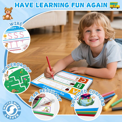 Durable plastic spiral binding and thick paper pages of the imported preschool activity tracking book.