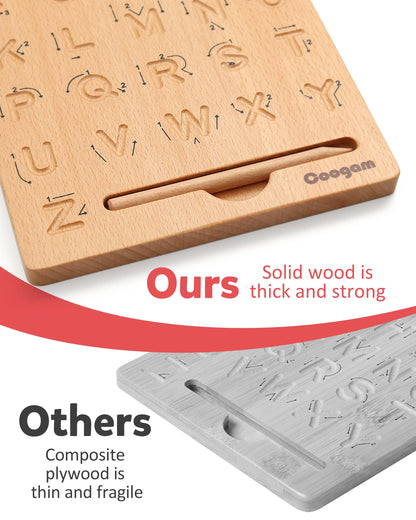 Coogam wooden alphabet learning board with included stylus pen for fine motor practice