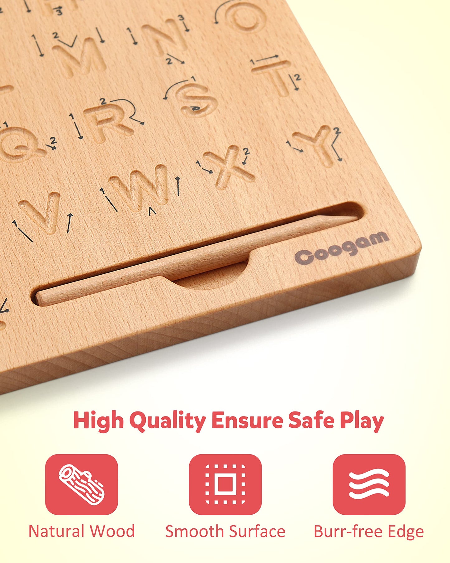 Compact and travel friendly Coogam double sided educational toy packaging layout
