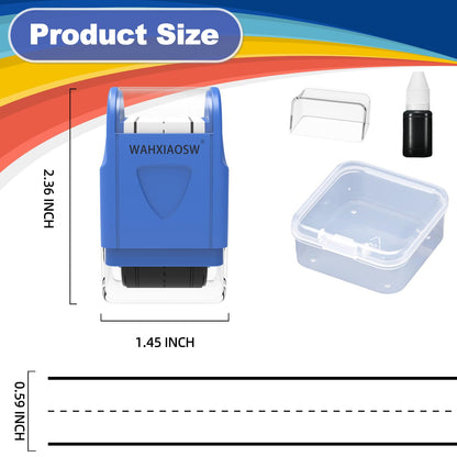 WAHXIAOSW self-inking line rolling stamp showcasing the detailed rubber roller pattern.