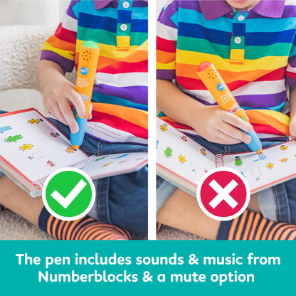 Close-up of Numberblocks television show characters printed inside the interactive math workbook