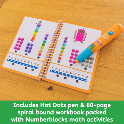 Multilingual instruction guide and packaging for the Hot Dots Numberblocks learning toy set