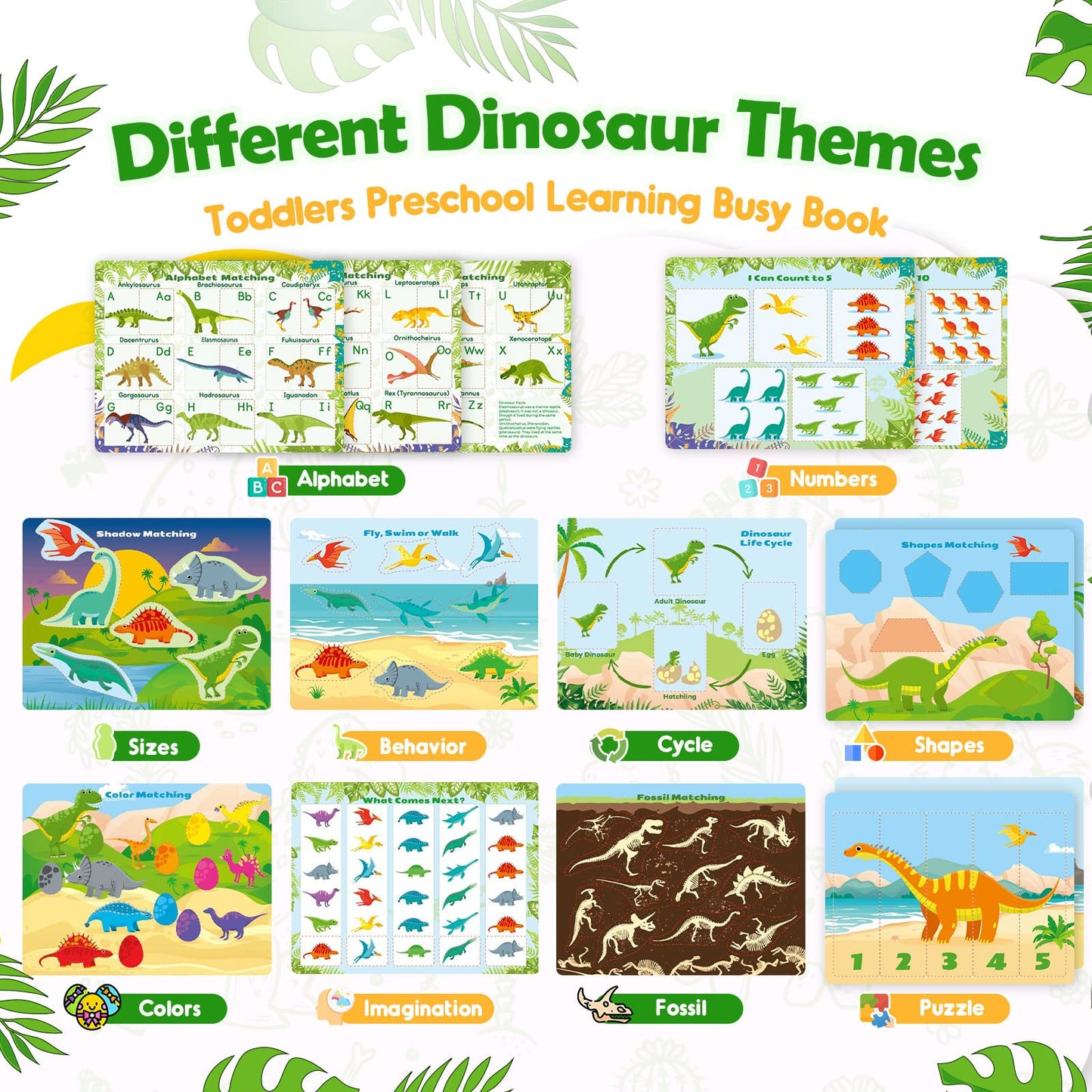 MDINGTD Montessori learning toy showing alphabet matching page with velcro pieces